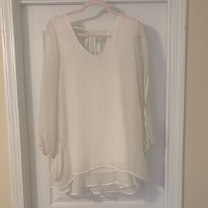 Lucy Love White Swiss Dot Sheer Long-Sleeve Dress